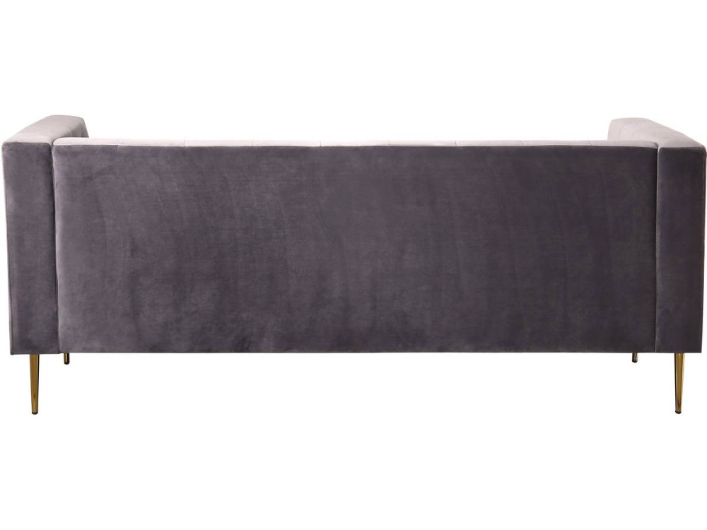 Divano fisso in velluto "Bruce" - 196 x 76 x 82 cm - 3 posti a sedere - Grigio