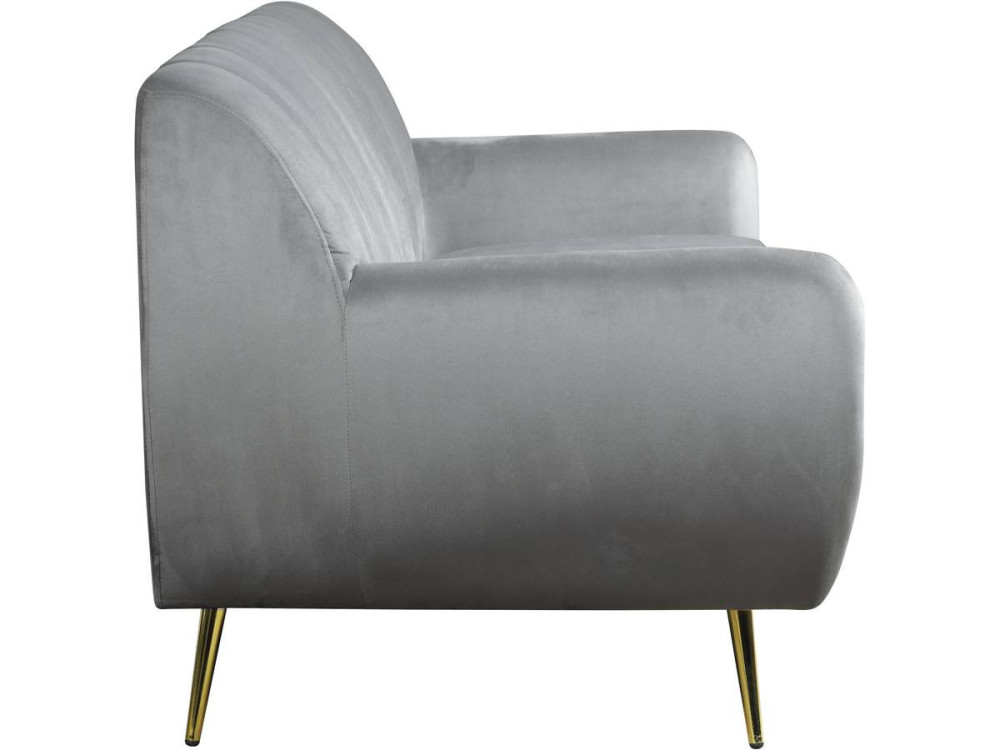 Divano fisso in velluto "Evans" - 195 x 84 x 82 cm - 3 posti a sedere - Grigio