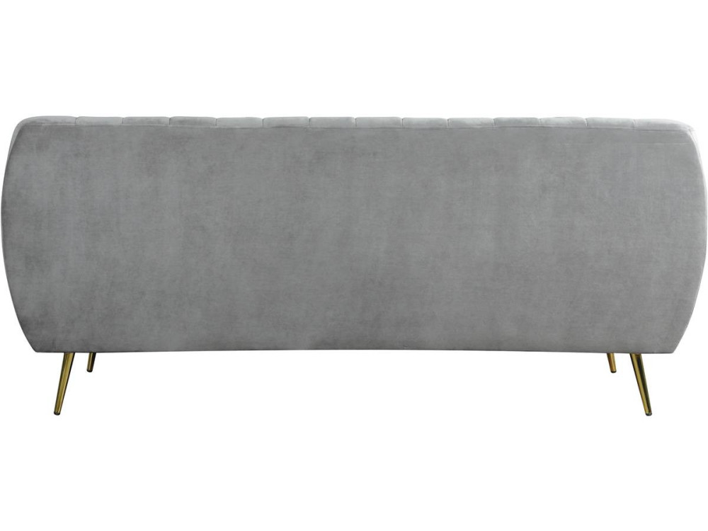 Divano fisso in velluto "Evans" - 195 x 84 x 82 cm - 3 posti a sedere - Grigio