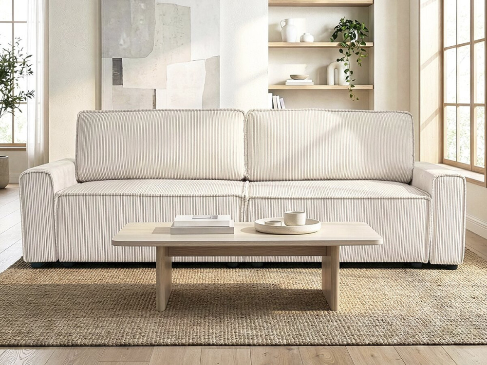 Divano letto in velluto a coste "Montaigne" - 3 posti - Beige