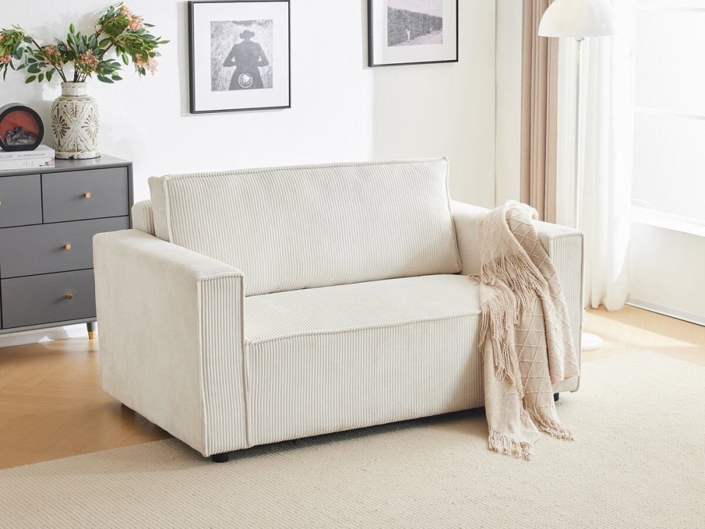 Divano letto posti in velluto a coste "Grenelle" - 2 posti - Beige