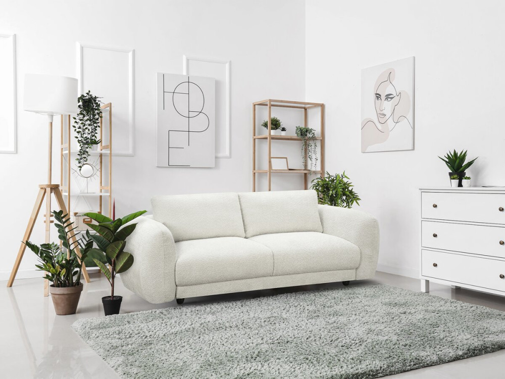Divano dritto in tessuto ciniglia "Saint Germain S" - 3 posti - Beige