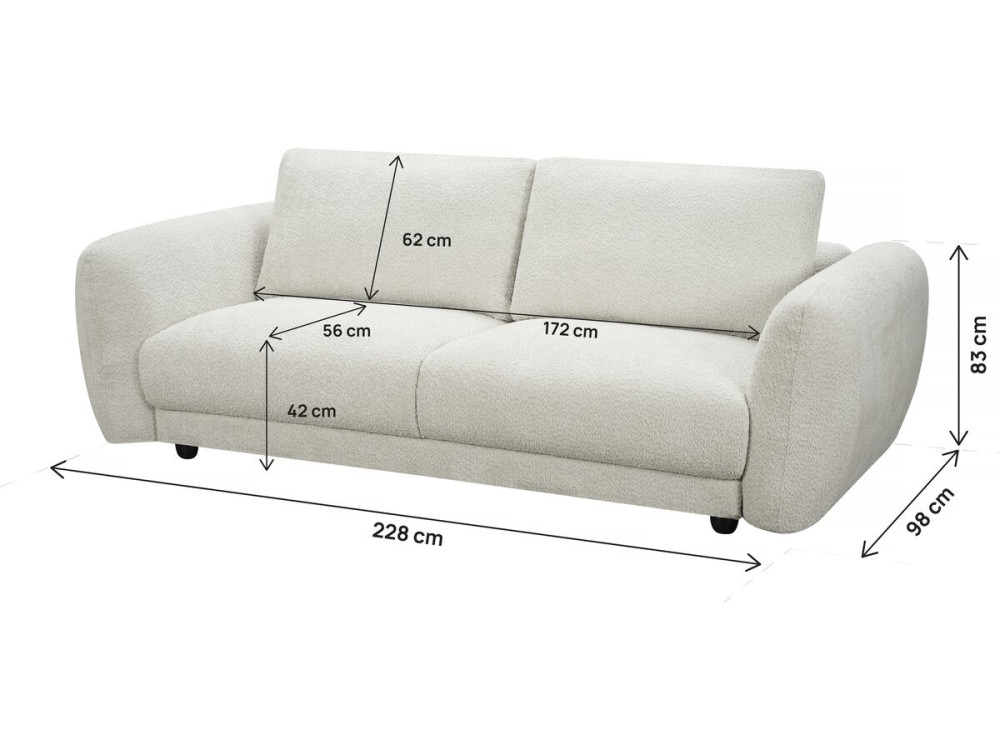 Divano dritto in tessuto ciniglia "Saint Germain S" - 3 posti - Beige
