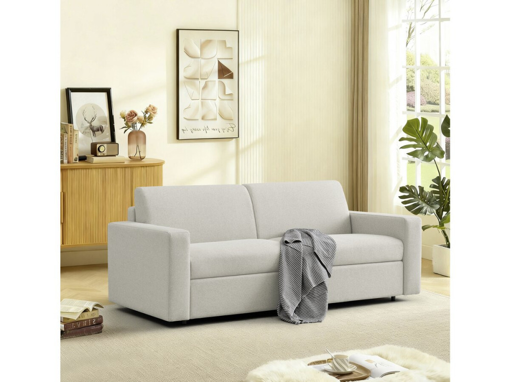 Divano convertibile "Diana" Express in tessuto - Zona notte 140 cm - 3 posti - Beige