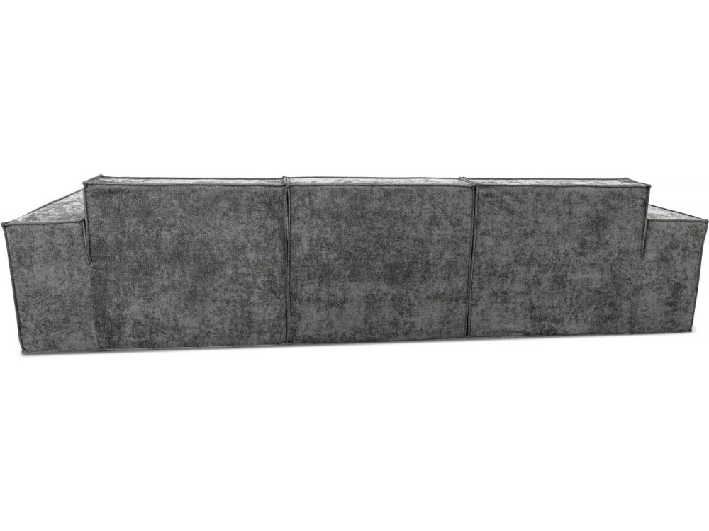 Divano componibile dritto con pouf in tessuto texturizzato "Lusso" - 4 posti - Grigio