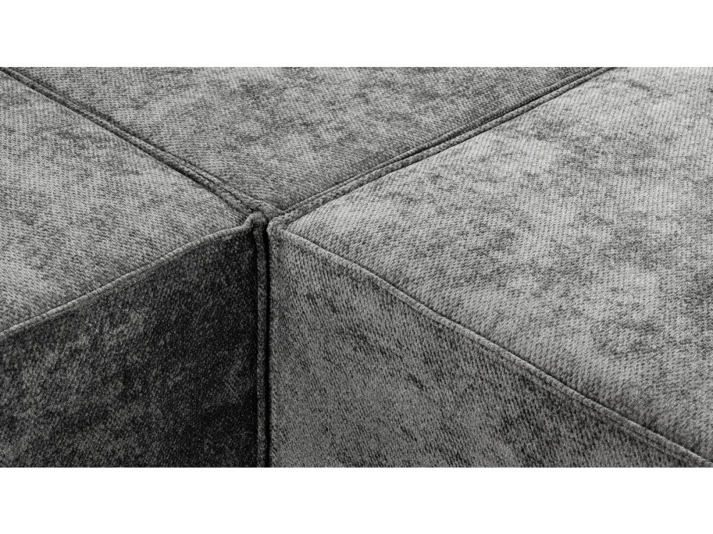 Divano componibile dritto con pouf in tessuto texturizzato "Lusso" - 4 posti - Grigio