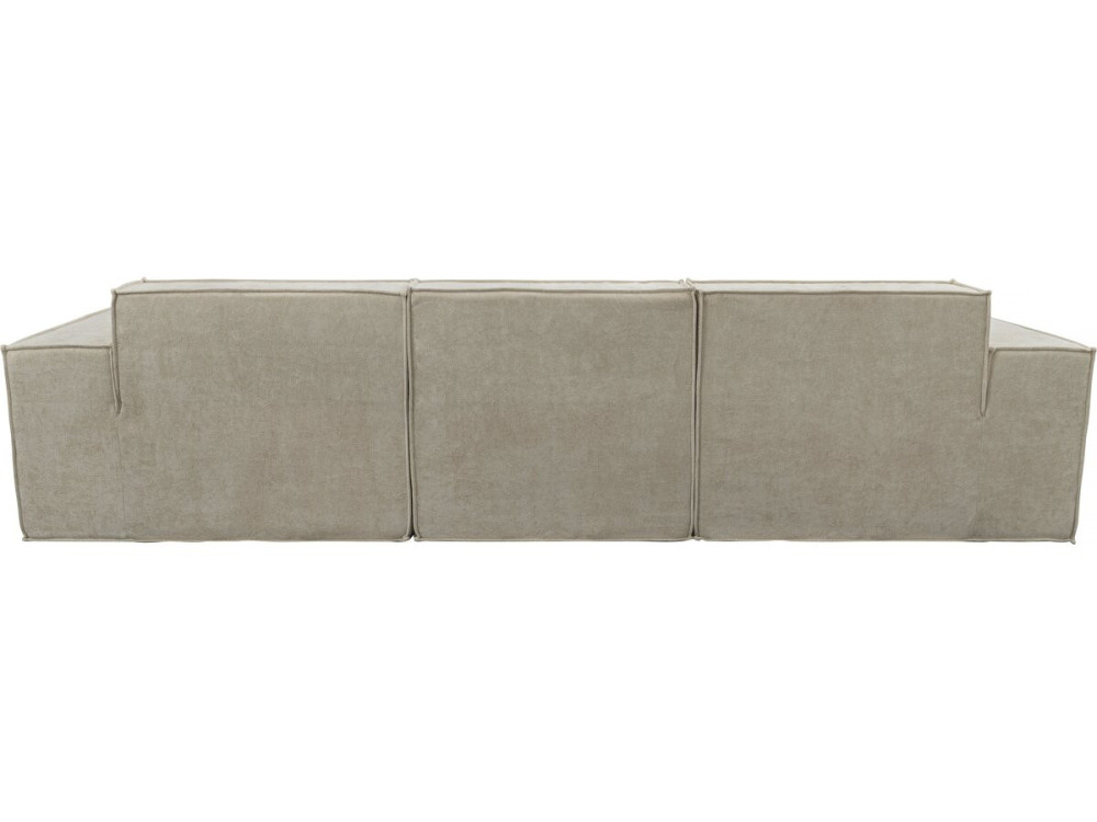 Divano componibile dritto con pouf in tessuto texturizzato "Lusso" - 4 posti - Beige