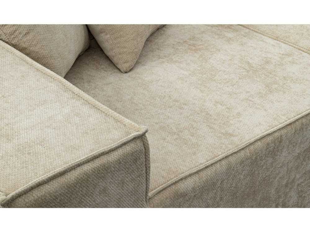 Divano componibile dritto con pouf in tessuto texturizzato "Lusso" - 4 posti - Beige
