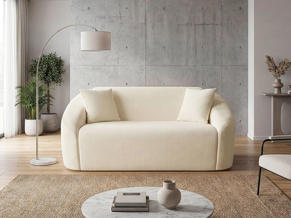 Divano fisso diritto in tessuto "Ondine" - 2 posti - Beige