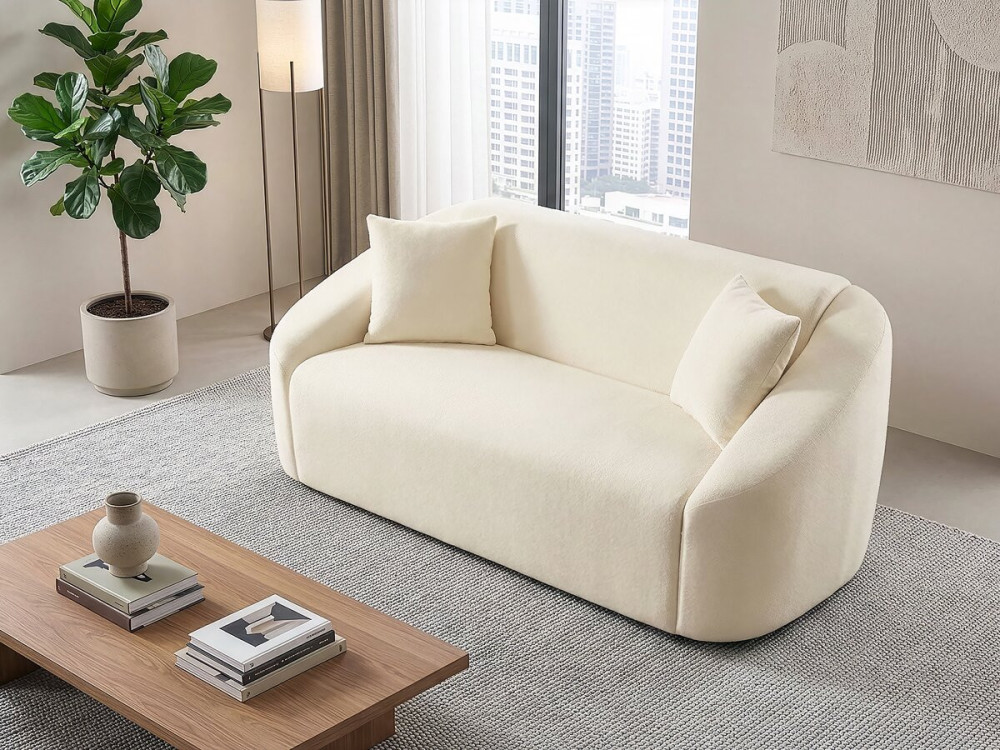 Divano fisso diritto in tessuto "Ondine" - 2 posti - Beige