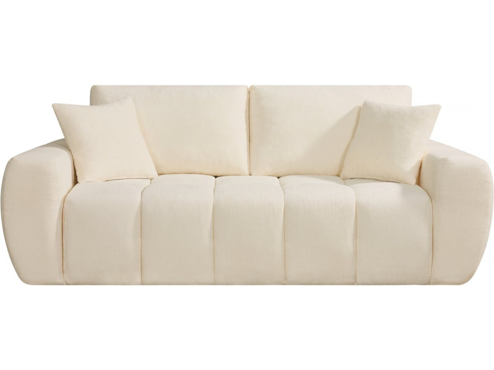 Divano diritto "Léonie" in tessuto a bolle - 3 posti - Beige
