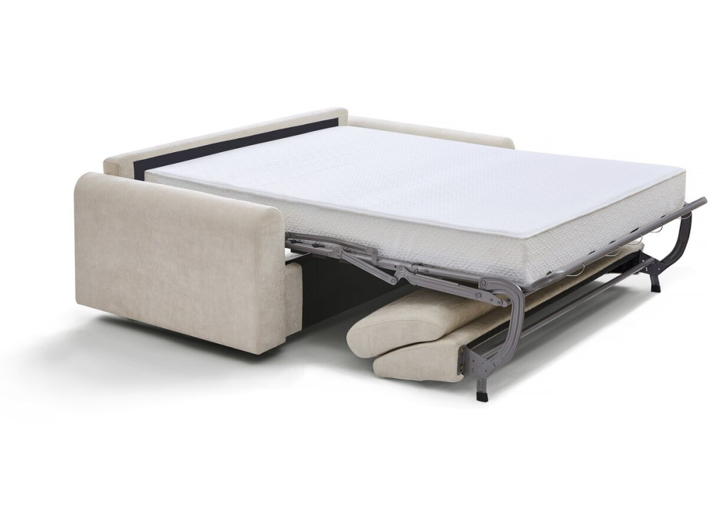 Divano letto trasformabile espresso "Isadora" - Materasso 18 cm - Lenzuolo 140 cm - 3 posti - Beige