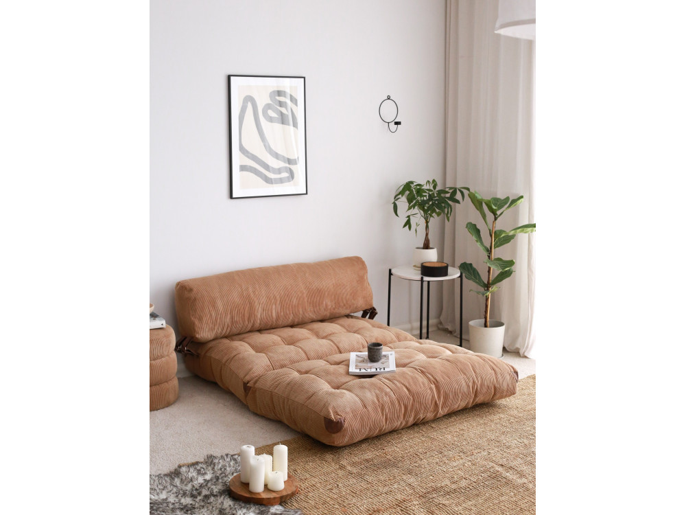 Divano letto in tessuto "Fold" a 2 posti - 120 x 75 x 79 cm - Marrone