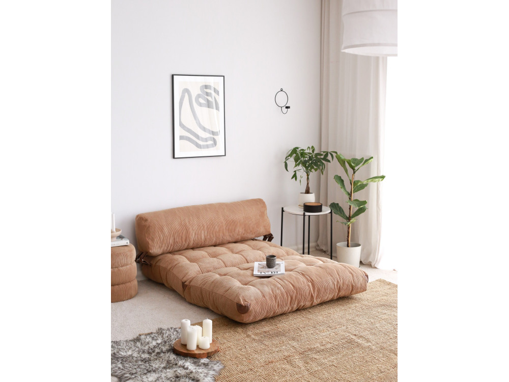 Divano letto in tessuto "Fold" a 2 posti - 120 x 75 x 79 cm - Marrone