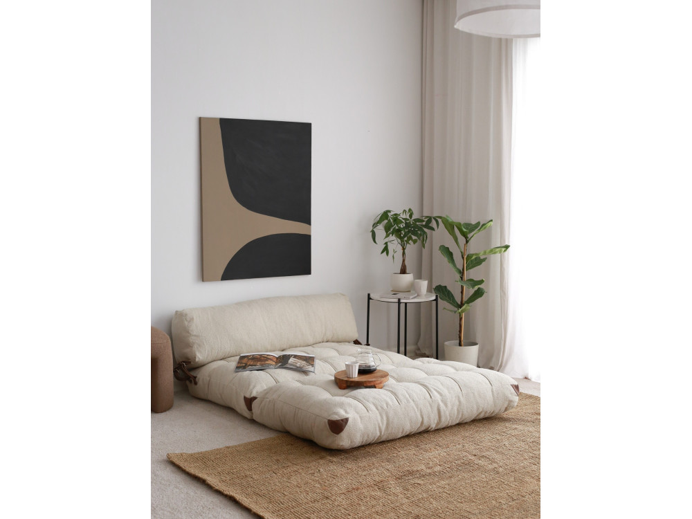 Divano letto a 2 posti in tessuto "Fold" - 120 x 75 x 79 cm - Crema