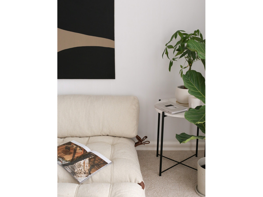 Divano letto a 2 posti in tessuto "Fold" - 120 x 75 x 79 cm - Crema