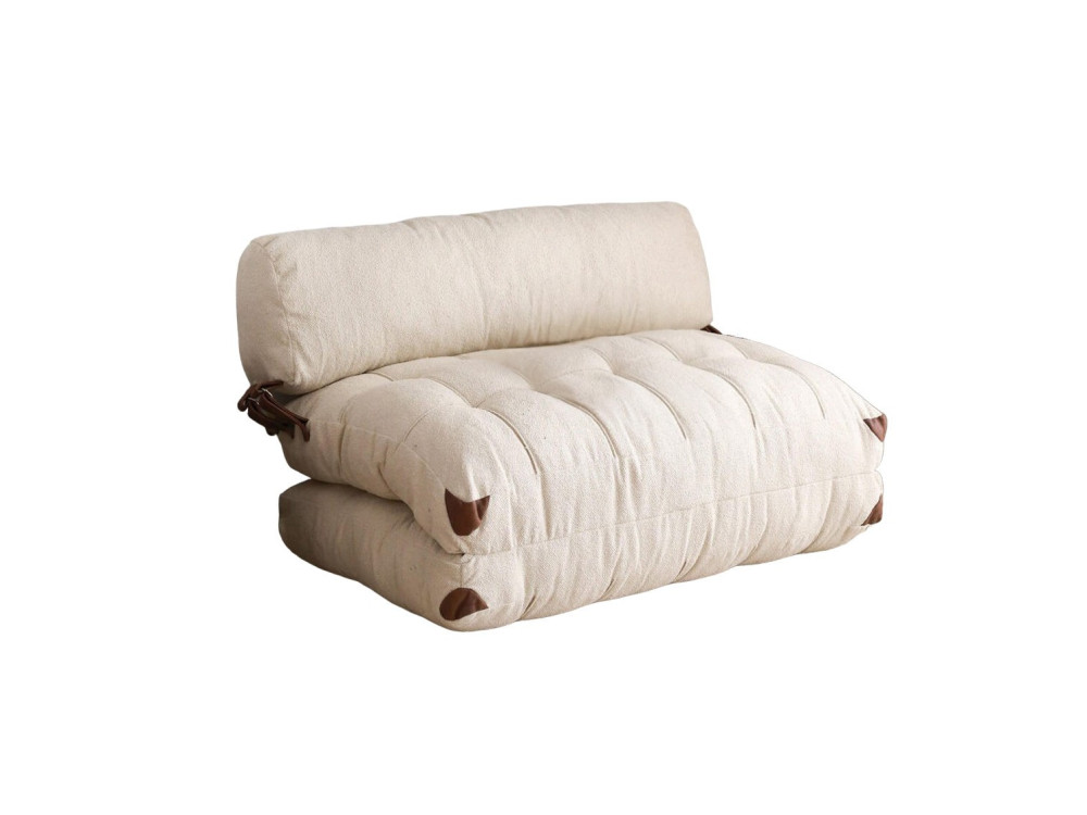 Divano letto a 2 posti in tessuto "Fold" - 120 x 75 x 79 cm - Crema
