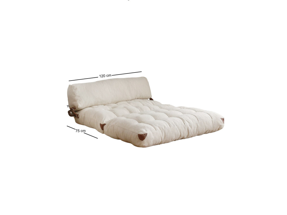 Divano letto a 2 posti in tessuto "Fold" - 120 x 75 x 79 cm - Crema