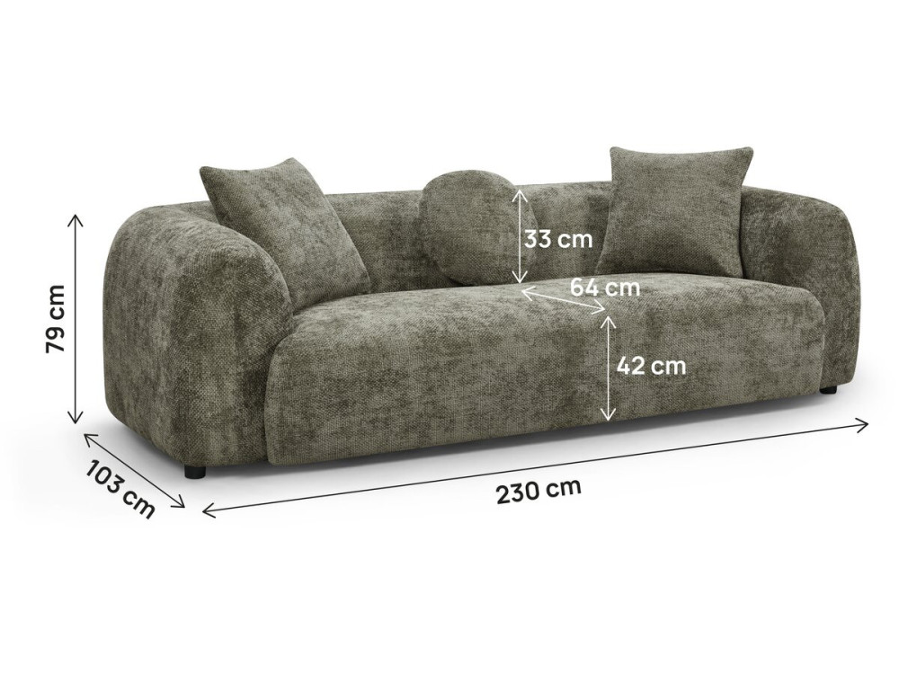 Divano lineare "Faubourg" - 3 posti - Verde