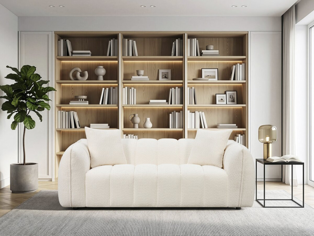 Divano lineare in tessuto stile "Balzac" - 3 posti - Colore crema
