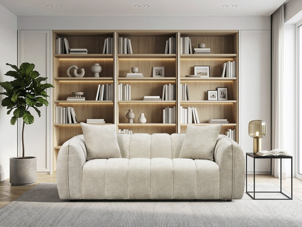 Divano lineare in tessuto stile "Balzac" - 3 posti - Beige