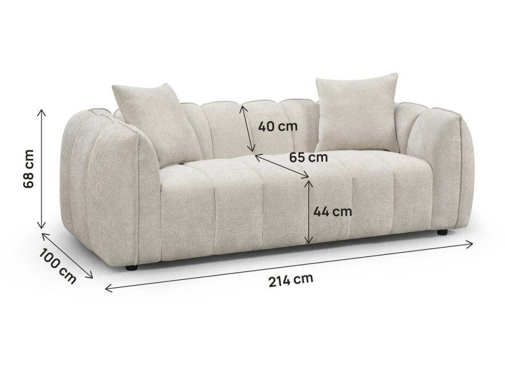 Divano lineare in tessuto stile "Balzac" - 3 posti - Beige