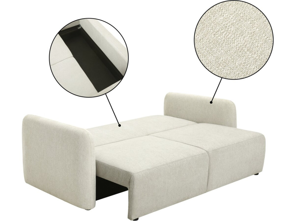 Divano a 3 posti in tessuto "Concorde", trasformabile in letto - Beige