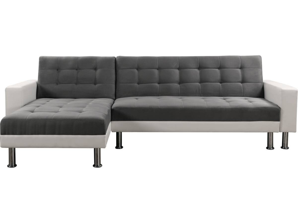 Divano ad angolo convertibile e reversibile  "Theo"  "Theo" -   4 posti - Bianco e Grigio