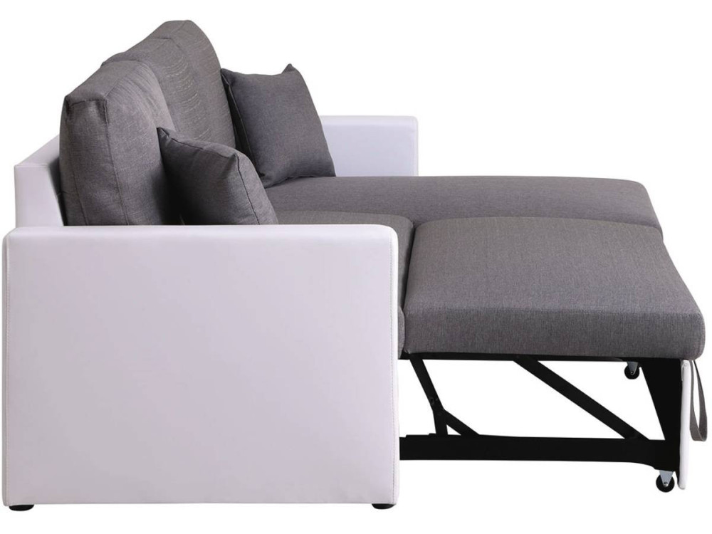 Divano ad angolo trasformabile con contenitore "Alain" - 221 x 145 x 85 cm - 3 posti a sedere - Grigio / Bianco