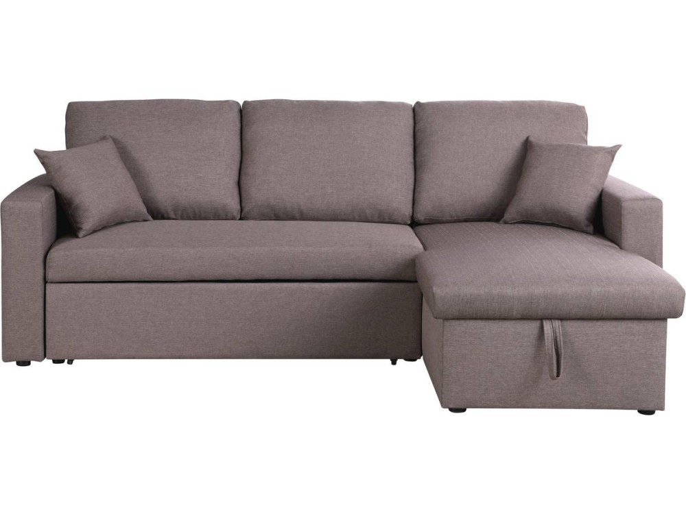 Divano ad angolo trasformabile con contenitore "Alain" - 221 x 145 x 85 cm - 3 posti a sedere - Taupe