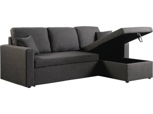 Divano ad angolo convertibile "Alain" - Grigio - 221 x 145 x 85 cm - 3 posti - Grigio