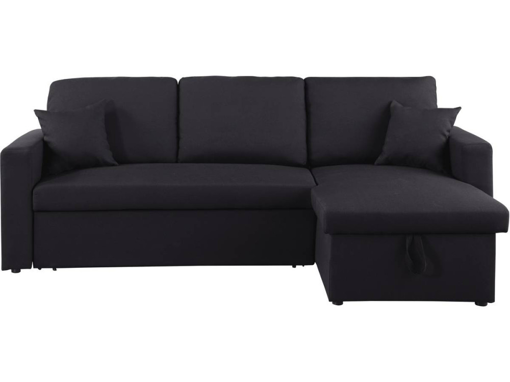 Divano angolare convertibile "Alain" - 221 x 145 x 85 cm - 3 posti - Nero
