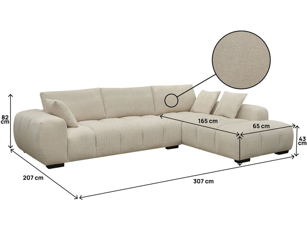 Divano angolare in tessuto “Monceau” - 3 posti - Beige