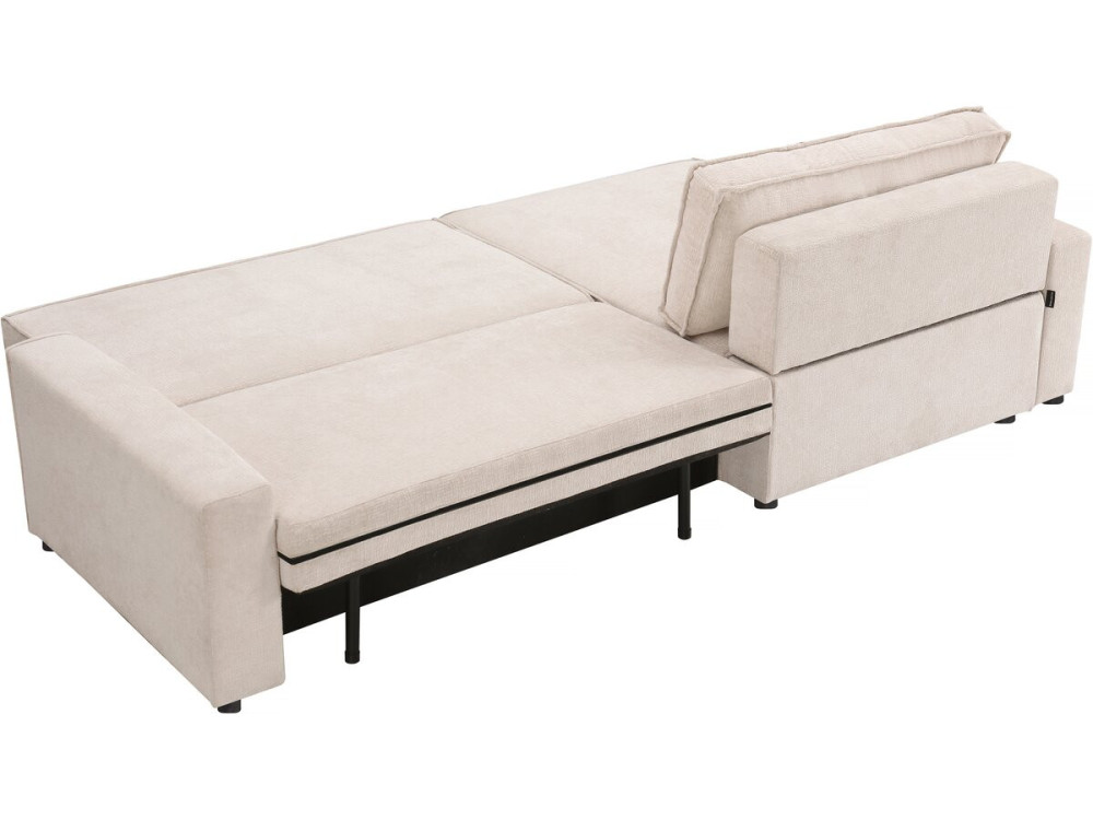Divano letto angolare in tessuto testurizzato "Montaigne" - 4 posti - Beige