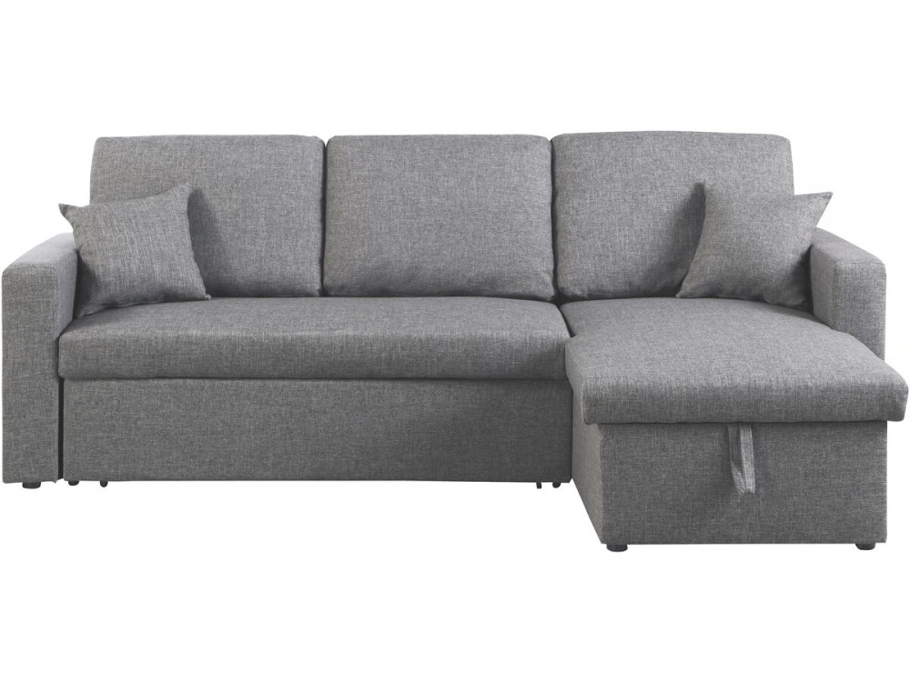 Divano angolare trasformabile/reversibile con cassapanca "Alain II" - 3 posti - Grigio chiaro