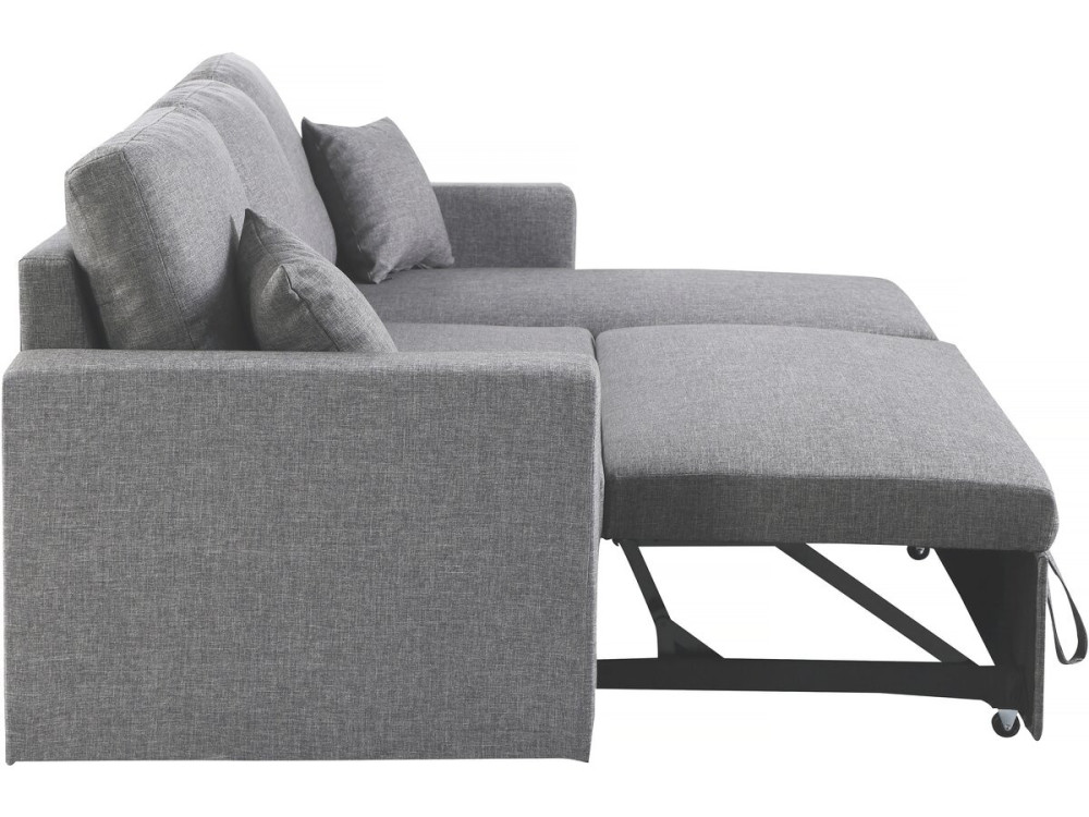 Divano angolare trasformabile/reversibile con cassapanca "Alain II" - 3 posti - Grigio chiaro