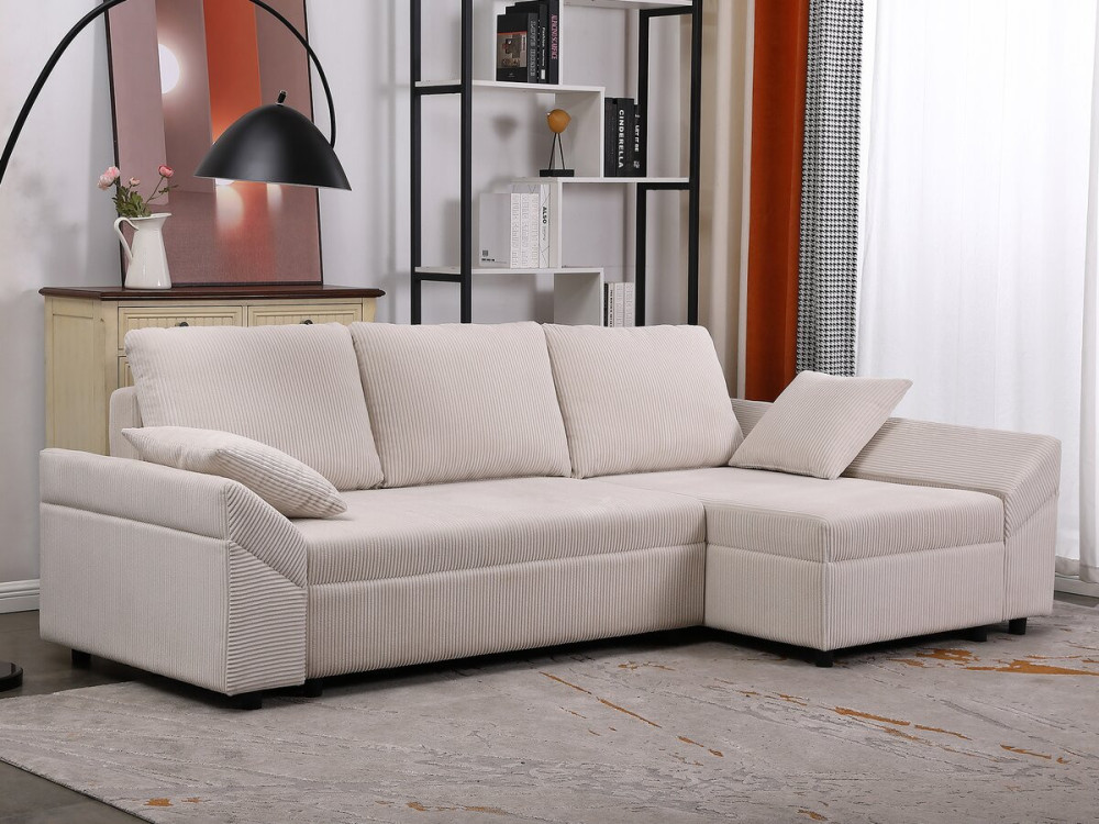 Divano angolare “Vaugirard II” in velluto a coste - 3 posti - Beige