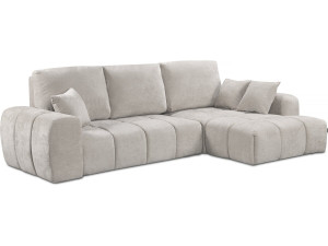 Divano letto angolare destro in tessuto ciniglia "Verneuil" - 3 posti - Beige