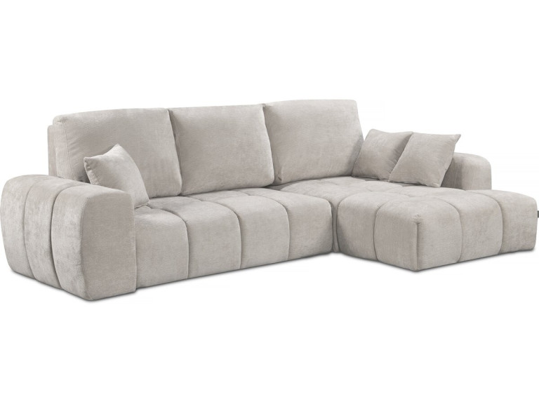 Divano letto angolare destro in tessuto ciniglia "Verneuil" - 3 posti - Beige