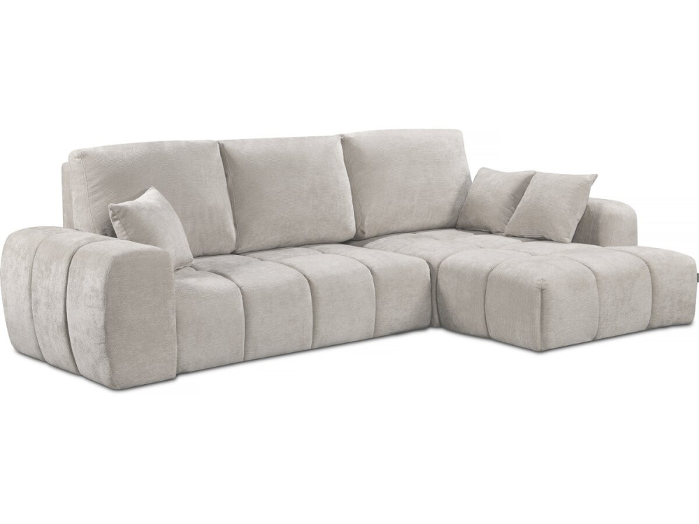 Divano letto angolare destro in tessuto ciniglia "Verneuil" - 3 posti - Beige