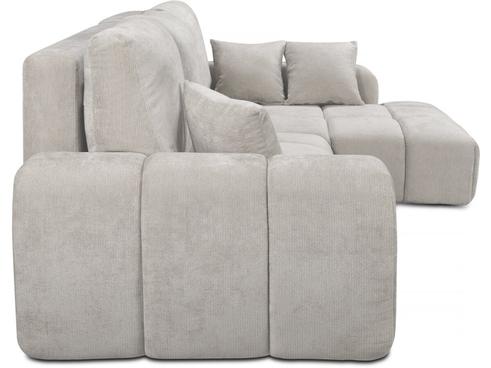 Divano letto angolare destro in tessuto ciniglia "Verneuil" - 3 posti - Beige