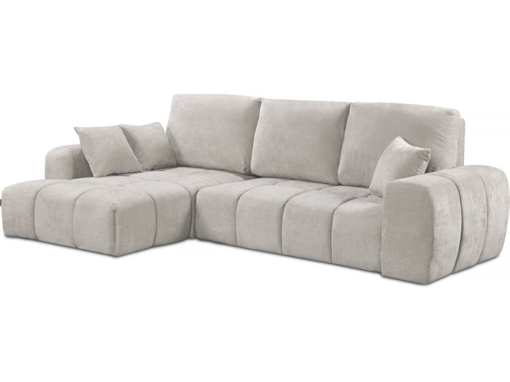 Divano letto angolare sinistro in tessuto ciniglia "Verneuil" - 3 posti - Beige