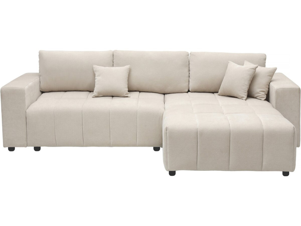 Divano letto angolare a bolle "George" a 4 posti in tessuto di ciniglia - Beige