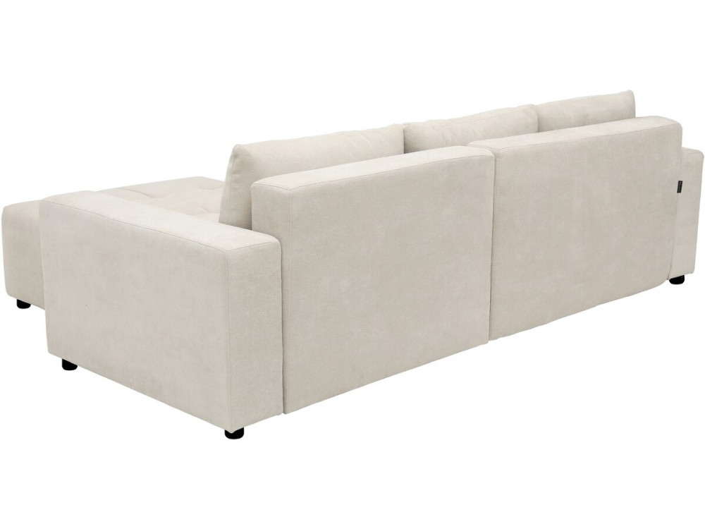 Divano letto angolare a bolle "George" a 4 posti in tessuto di ciniglia - Beige