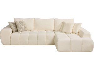 Divano angolare destro "Sidonie" in tessuto a bolle - 4 posti - Beige