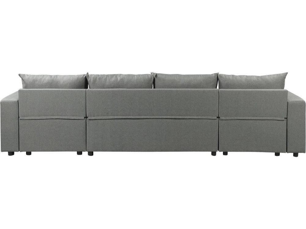 Divano letto panoramico angolare "Victor" in tessuto - 4 posti - Grigio