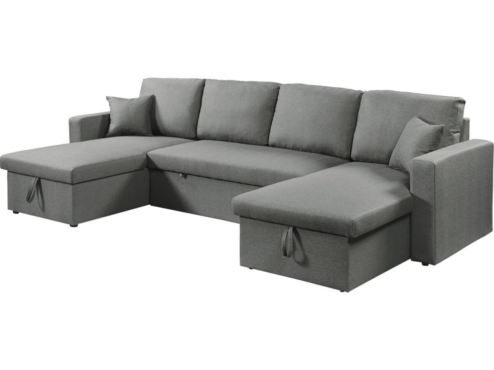Divano letto angolare panoramico "Alain" in tessuto - 4 posti - Grigio