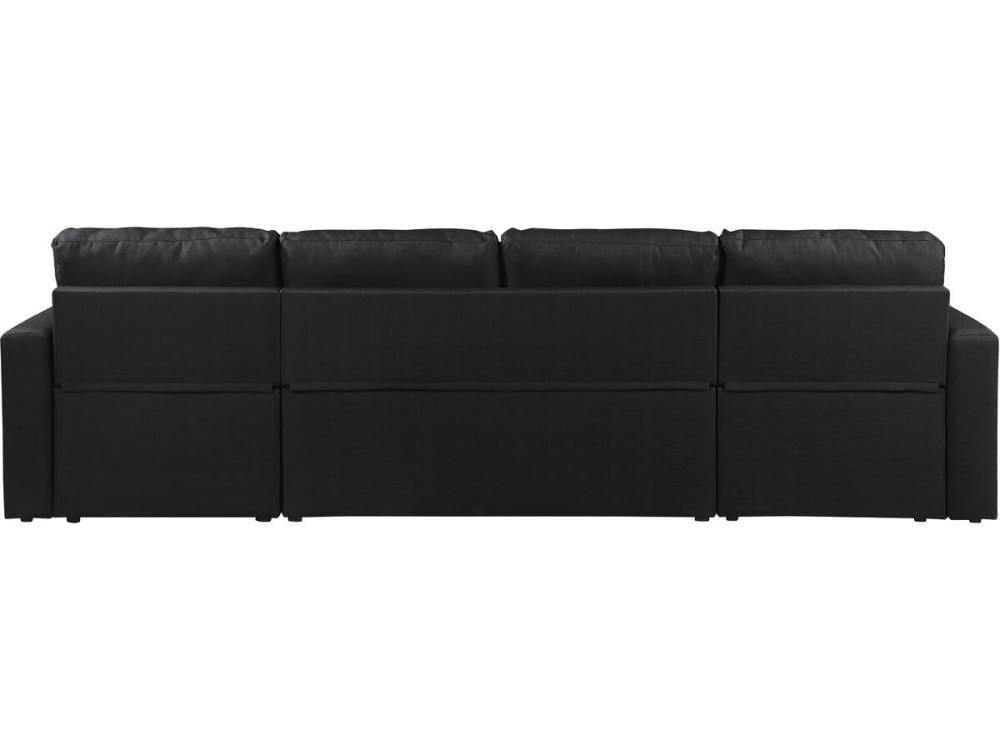 Divano letto angolare panoramico "Alain" in tessuto - 4 posti - Nero