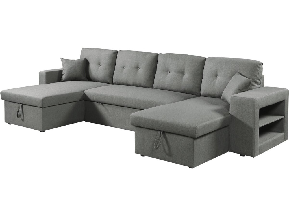Divano letto angolare panoramico "Axel" in tessuto - 4 posti - Grigio