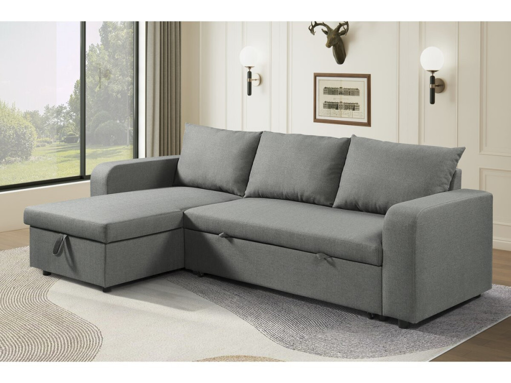 Divano angolare reversibile/convertibile in tessuto "Victor" - 3 posti - Grigio